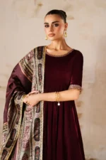 Baroque Pret (3pc) Cotton | EMBROIDERED VELVET PR-1207 - Velvet Collection - Image 6