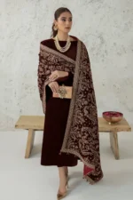 Baroque Accessories (1pc)  | EMBROIDERED VELVET SHAWL VS-32 - Shawls