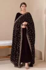 Baroque Accessories (1pc)  | EMBROIDERED VELVET SHAWL VS-42 - Shawls