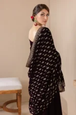 Baroque Accessories (1pc)  | EMBROIDERED VELVET SHAWL VS-42 - Shawls - Image 3