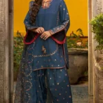 Charizma Pret (3pc) Korean Raw Silk | 3-PC Embroidered Raw-Silk Suit CMA-5-136 - Festive Collection