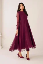 Baroque Pret (3pc) Chiffon | EMBROIDERED CHIFFON FROCK PR-1121 - Festive Collection