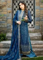 Afrozeh Stiched (3pc) Korean Raw Silk | CT-140004 Ashen-Savoir - Festive Collection - Image 3